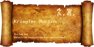 Kriegler Martin névjegykártya